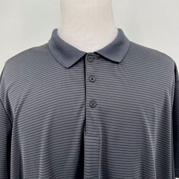 Adidas Mens Golf Polo Shirt 2XL XXL Striped Gray & Black Short Sleeve - Picture 1 of 8